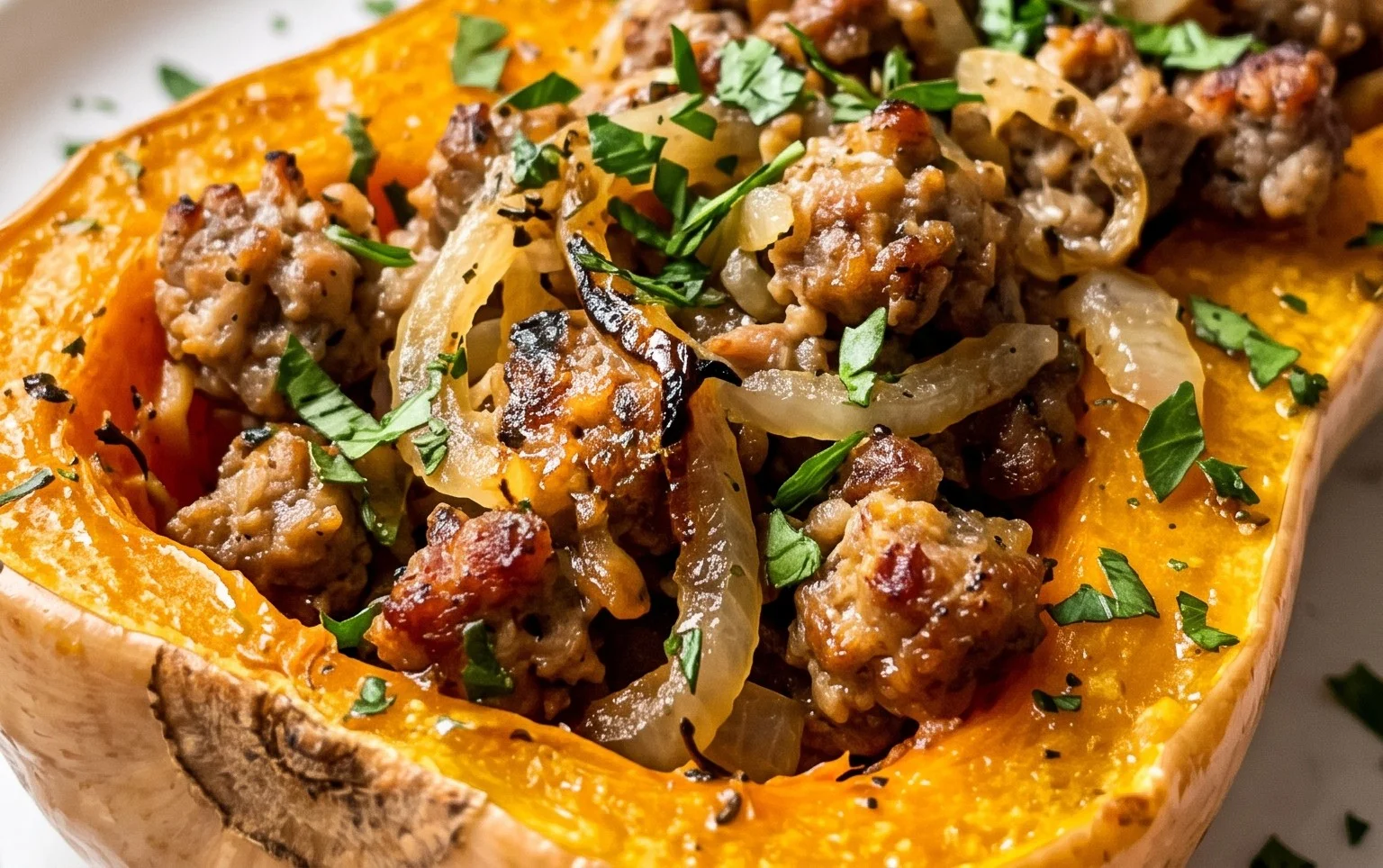 Sausage Stuffed Butternut Squash {Paleo, Whole30}