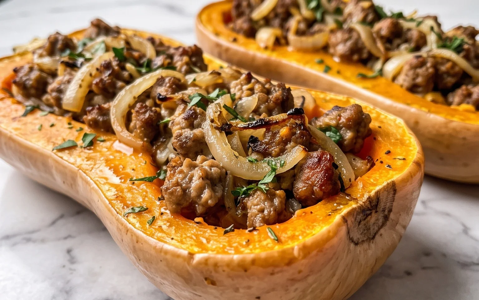 Courge Musquée Farcie Saucisse Paleo Whole30